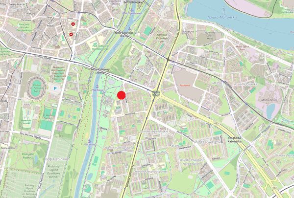 Mapa okolicy z zaznaczonym biurem Bilans Plus przy os. Piastowskim 20 w Poznaniu